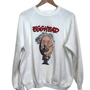 Vtg Egghead Software Made in USA Basset Walker White XL Pullover Sweatshirt